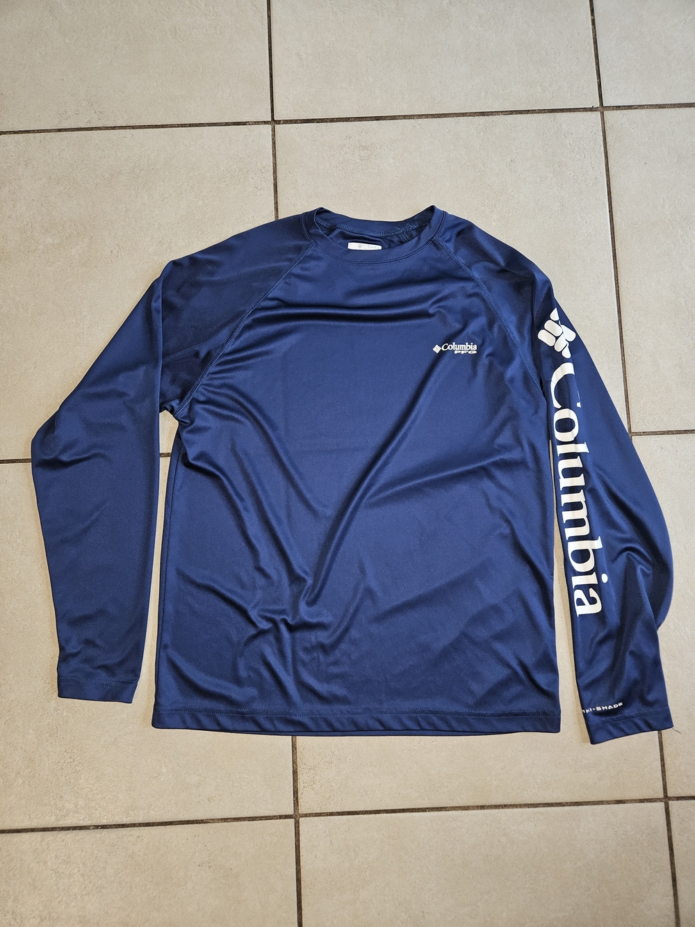 Columbia Long Sleeve Performance Tee Navy with White Logo